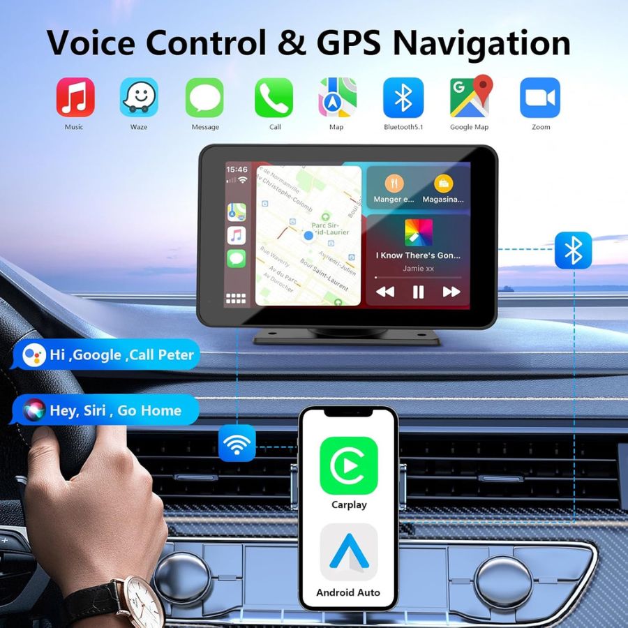 HomeHaven DriveView Pro (7" Wireless Apple CarPlay & Android Auto Screen)