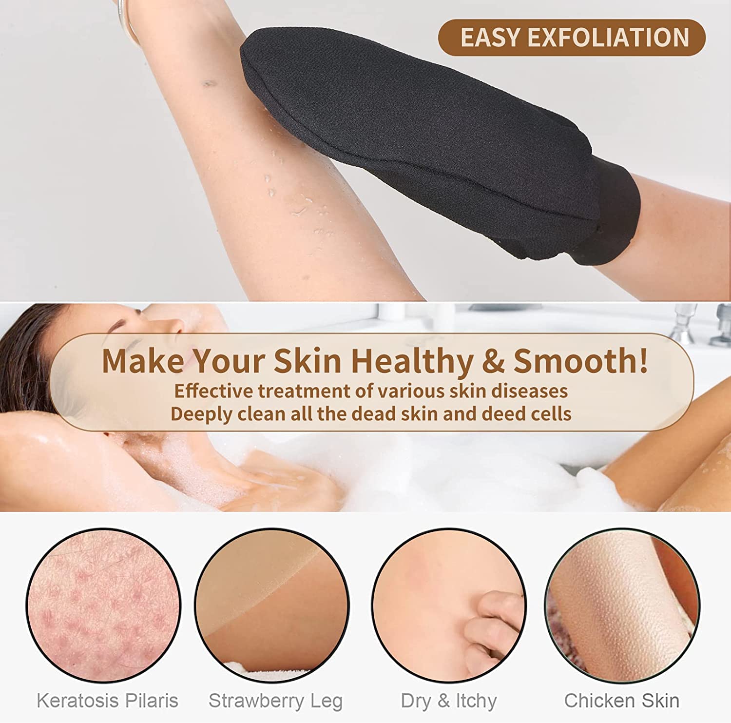 Home Haven - 2 PCS Exfoliating Glove Body Scrubber